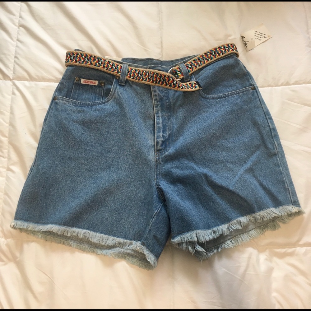 Vintage New Bill Blass denim shorts +braided belt